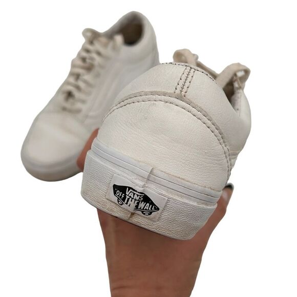 Vans white leather sneaker old skool men’s size 7.5 or women size 9 - Picture 6 of 11